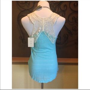 Pink Rose Aqua Lace Top